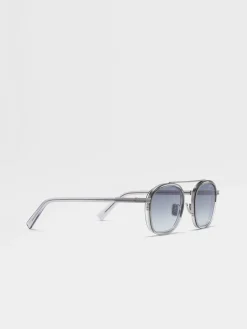 Transparent Light Grey Orizzonte I Acetate and Metal Sunglasses