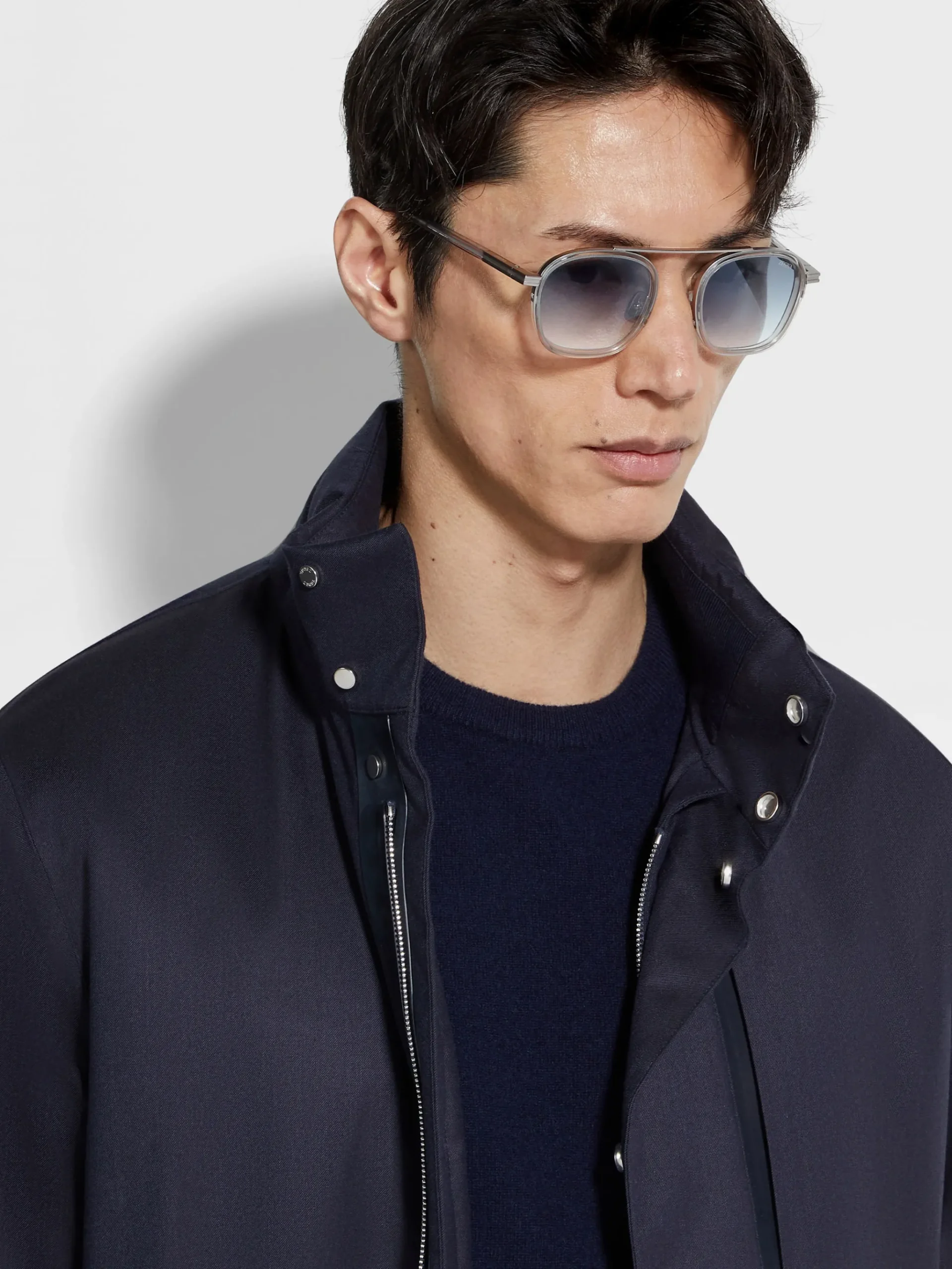 Transparent Light Grey Orizzonte I Acetate and Metal Sunglasses