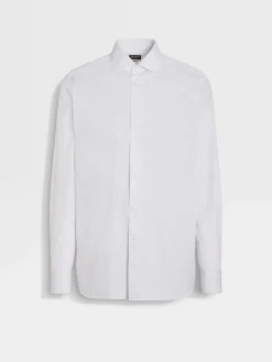 White and Khaki Striped Centoventimila Cotton Shirt