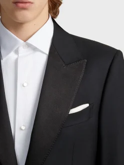 White Cotton and Silk Pocket Square