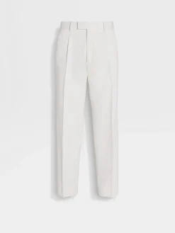 White Cotton and Wool Pants