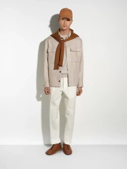White Cotton and Wool Pants
