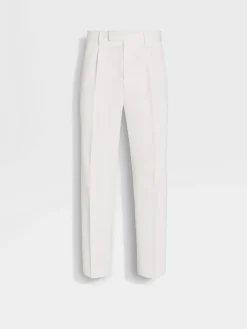 White Cotton and Wool Pants