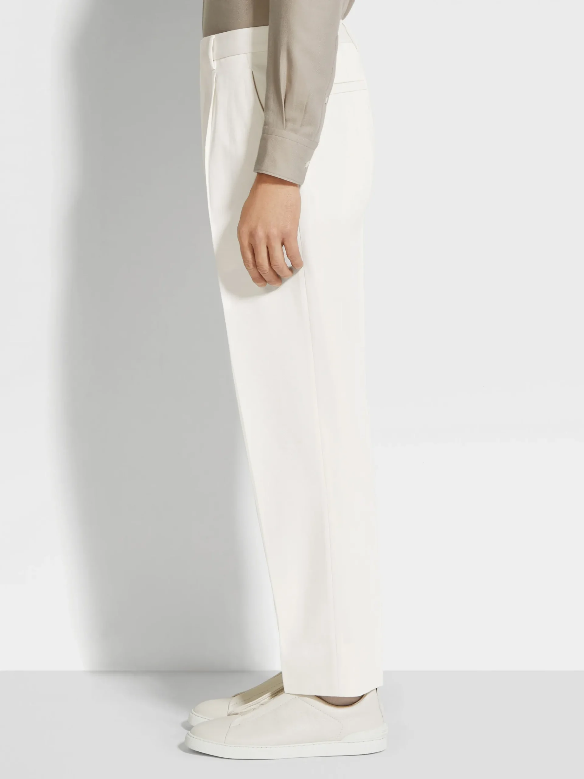 White Cotton and Wool Pants