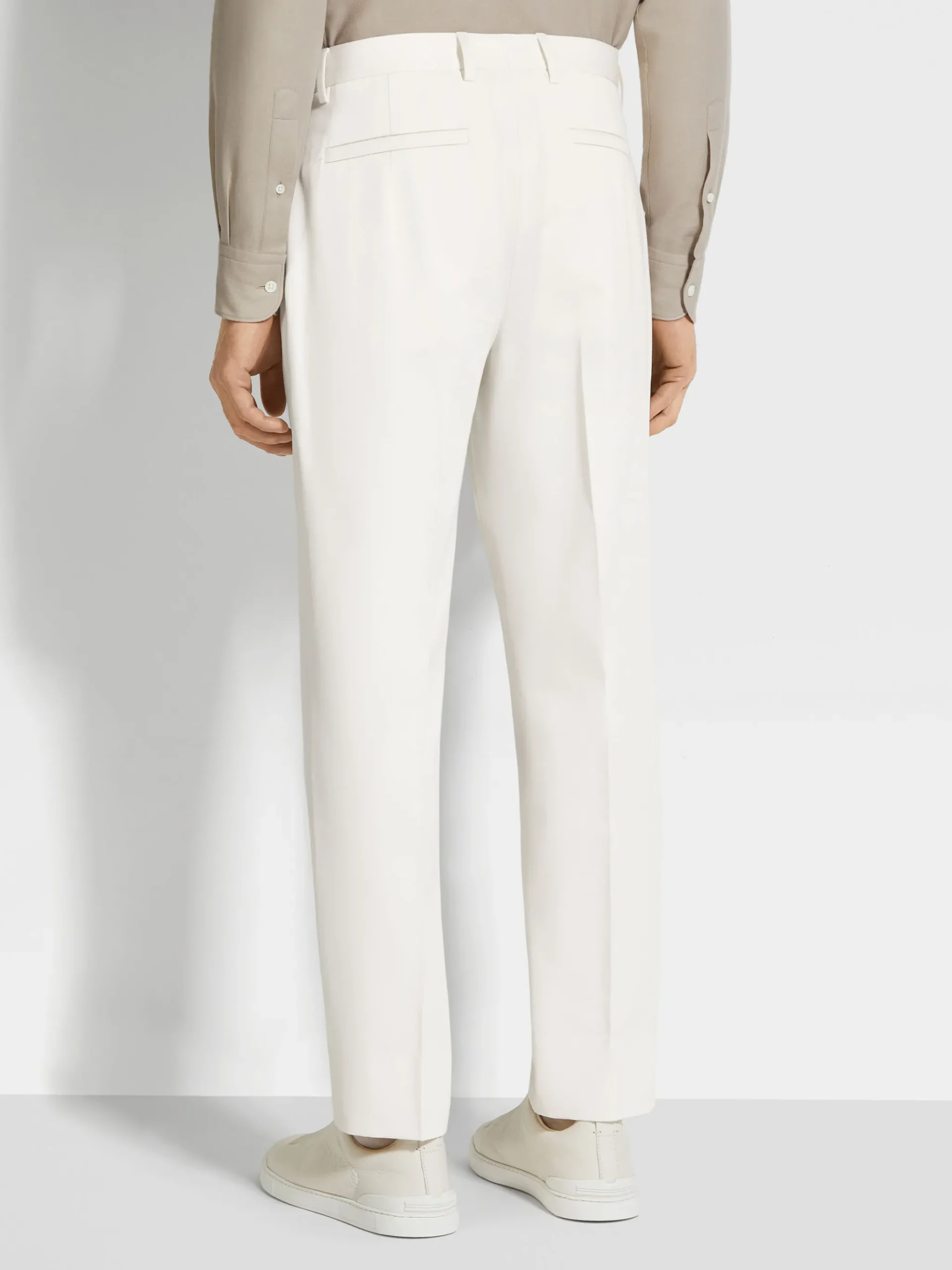 White Cotton and Wool Pants