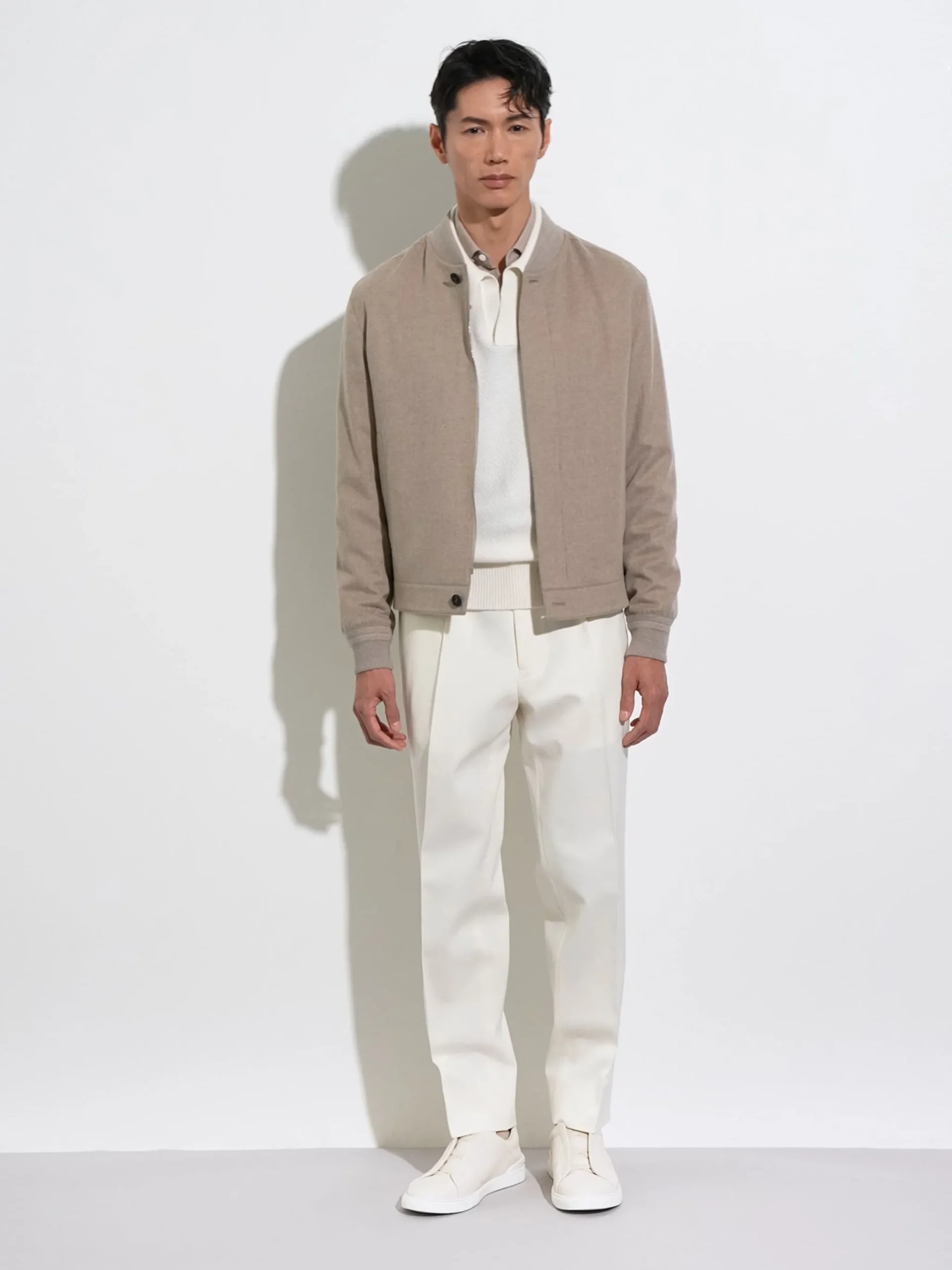 White Cotton and Wool Pants