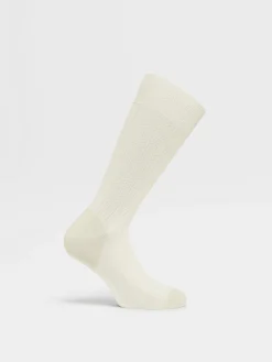 White Cotton Cashmere and Silk Socks