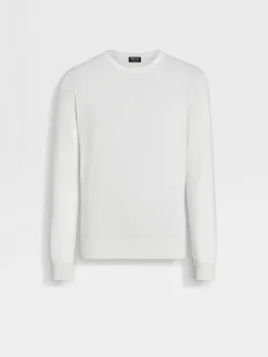 White Mélange Cashseta Crewneck