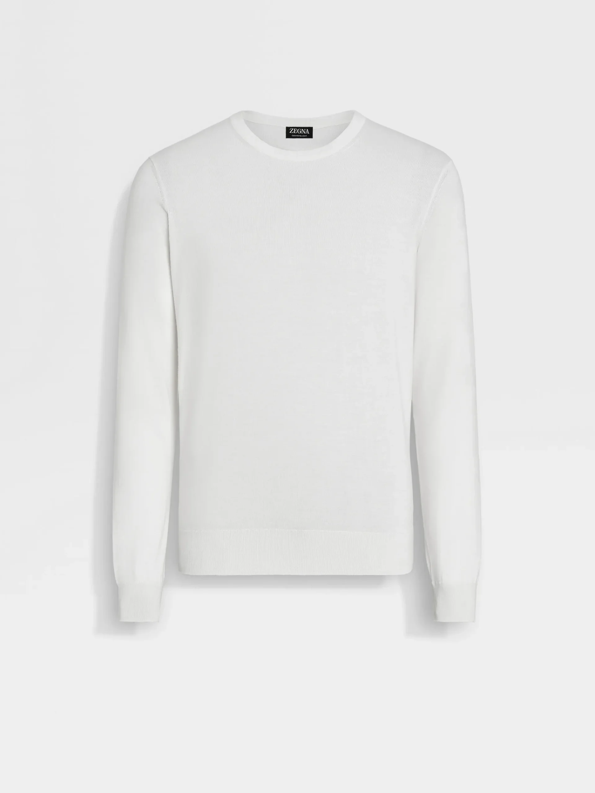 White Mélange Cashseta Crewneck