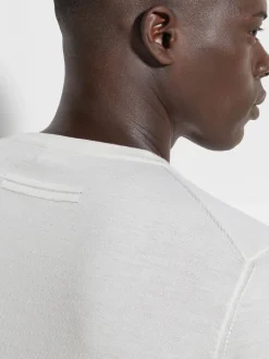White Mélange Cashseta Crewneck