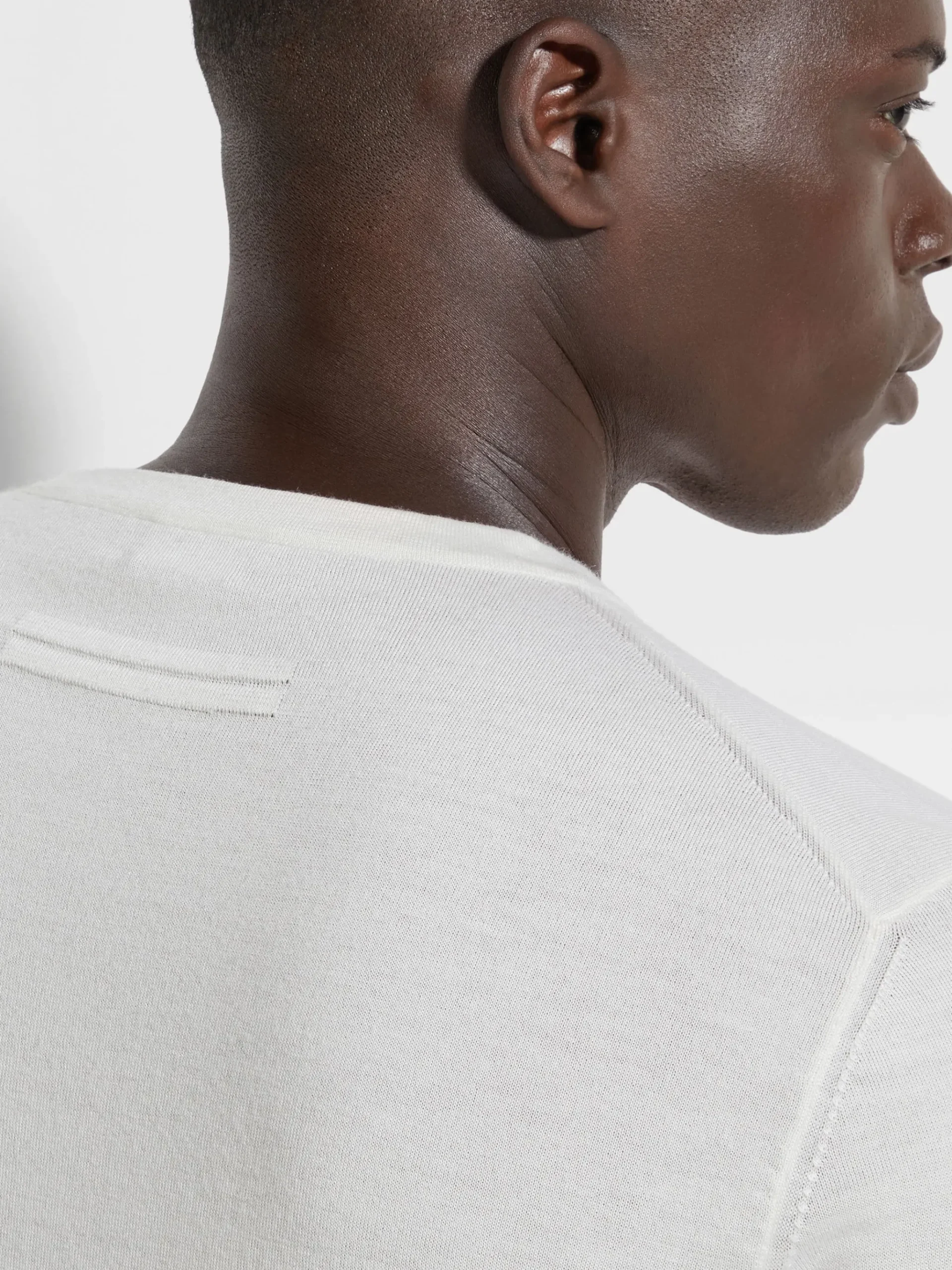 White Mélange Cashseta Crewneck