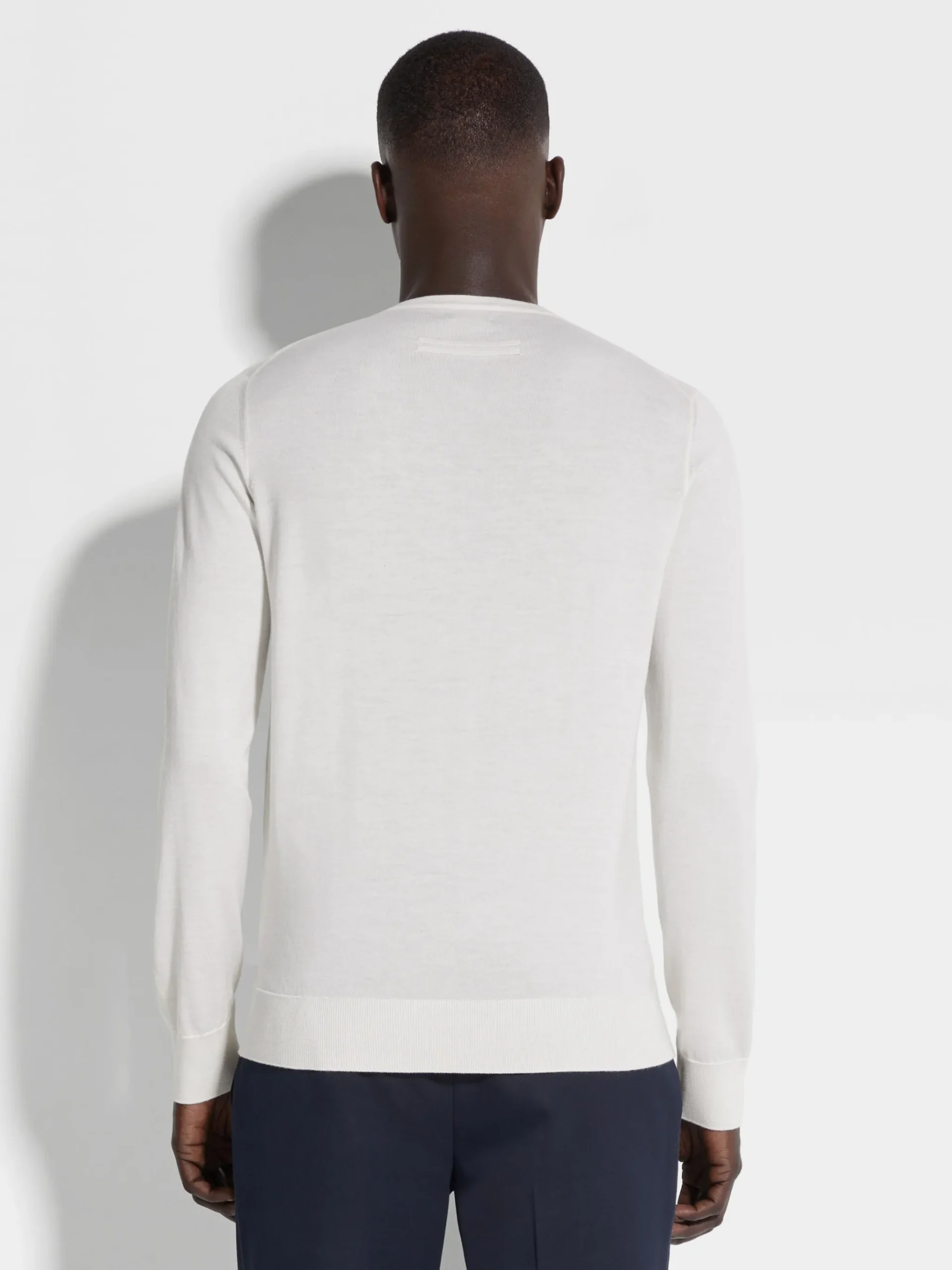 White Mélange Cashseta Crewneck
