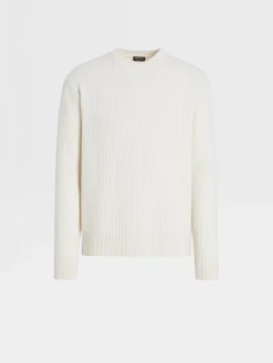 White Mélange Oasi Cashmere Crewneck