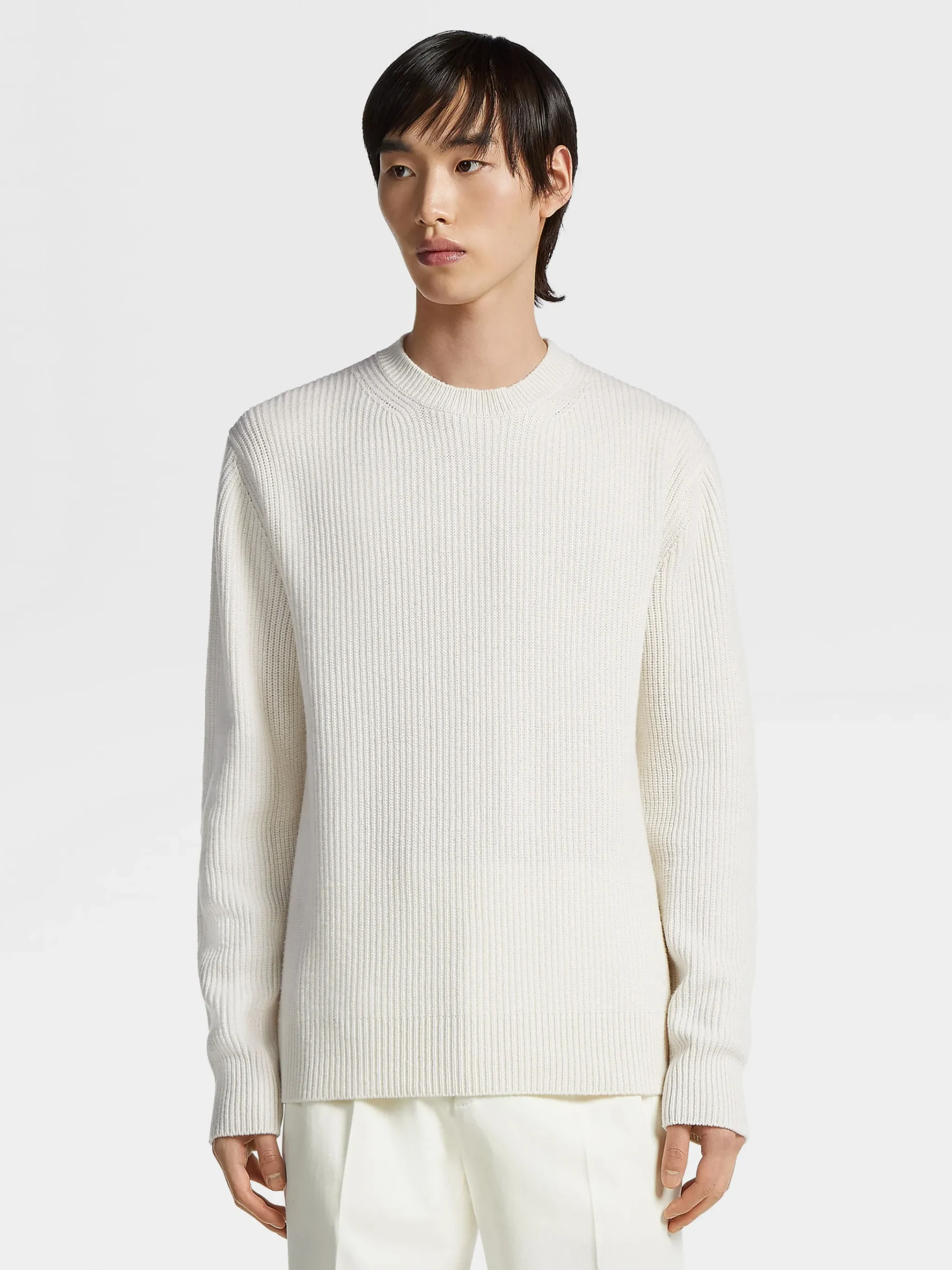 White Mélange Oasi Cashmere Crewneck