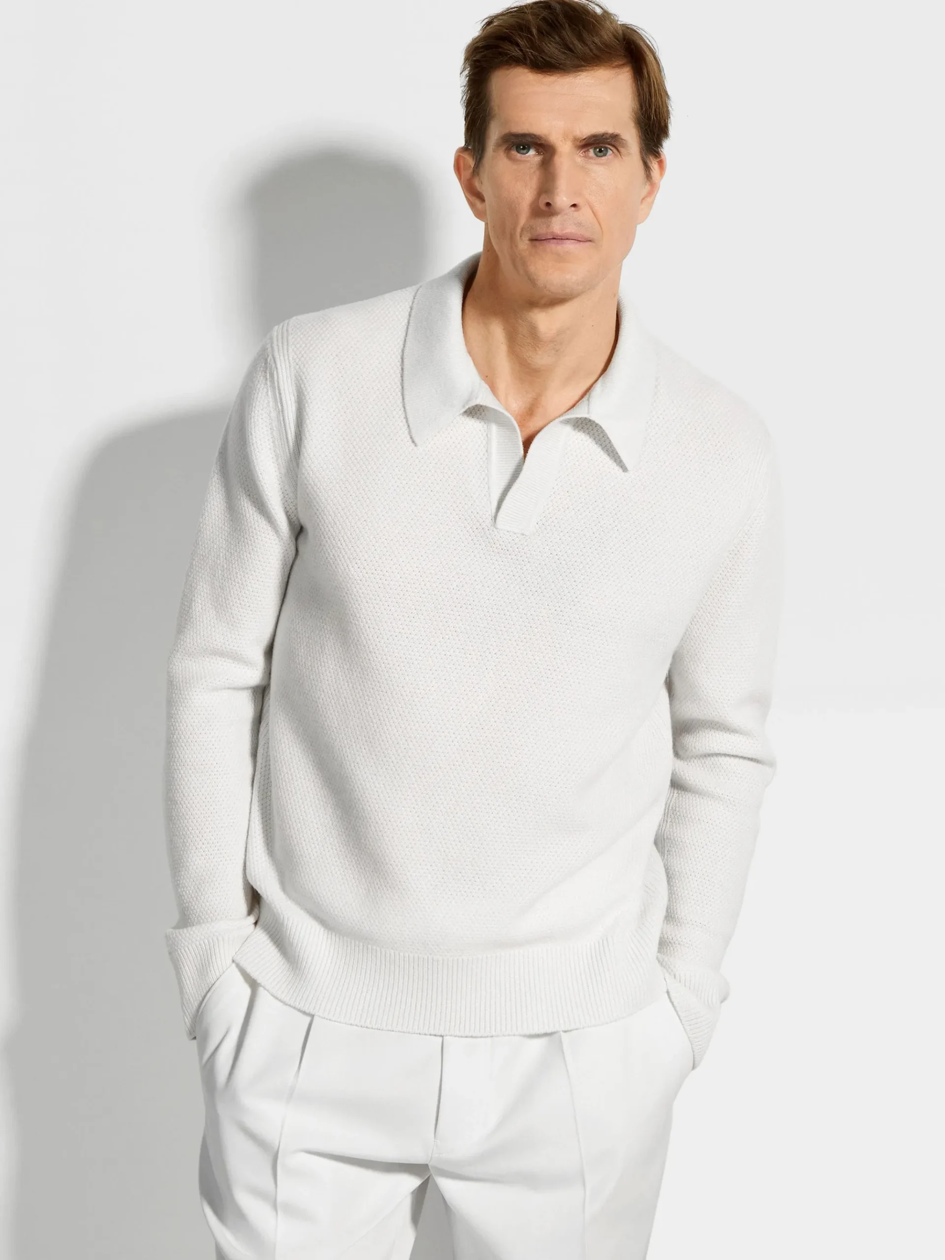 White Oasi Cashmere Polo Shirt
