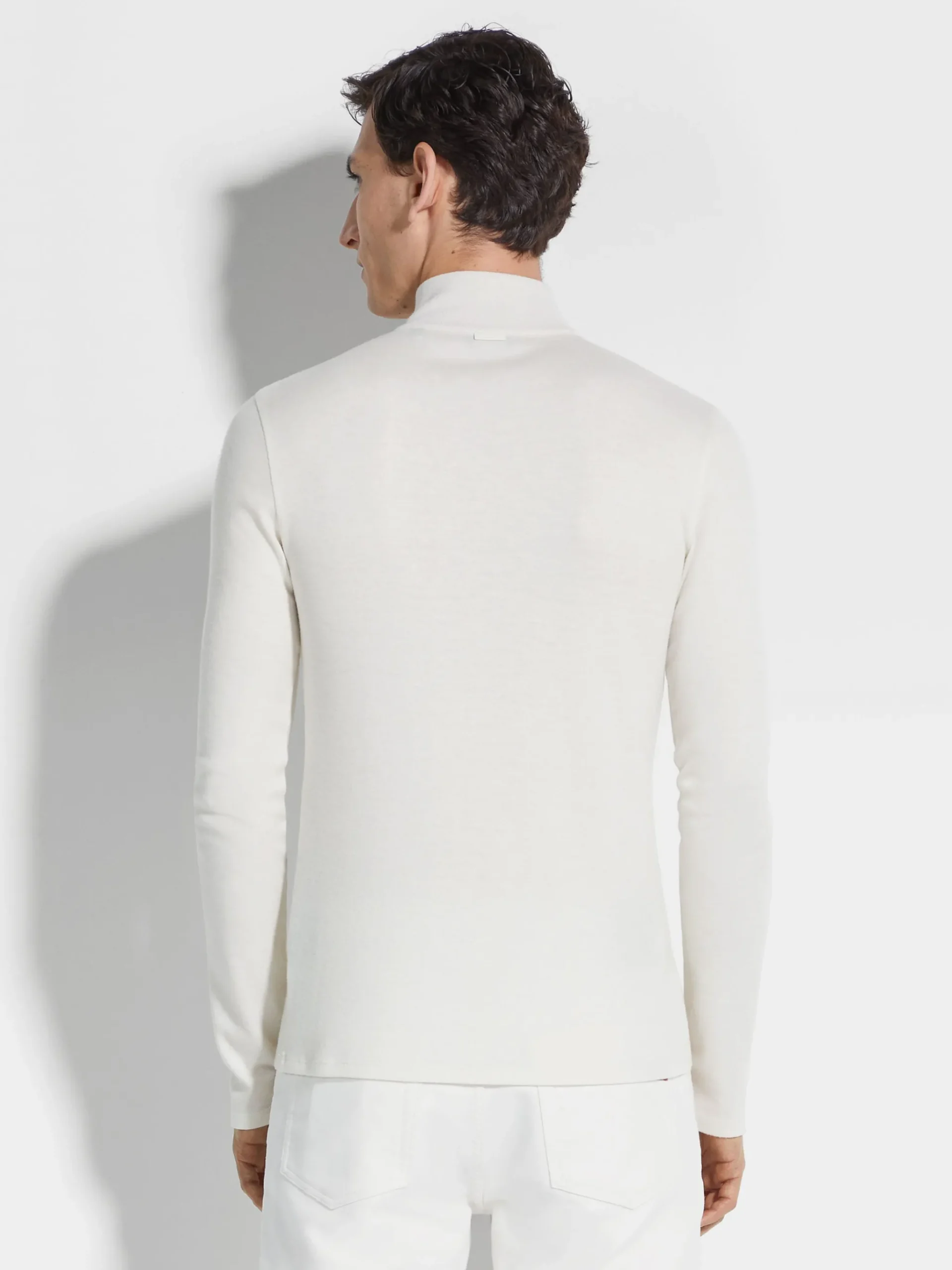 White Oasi Cashmere Zip Mock Neck Sweatshirt