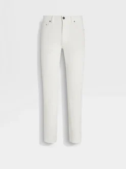 White Rinse-washed Stretch Cotton Roccia Jeans