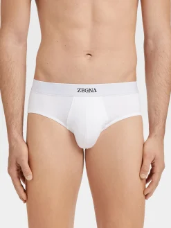 White Stretch Cotton Midi Brief