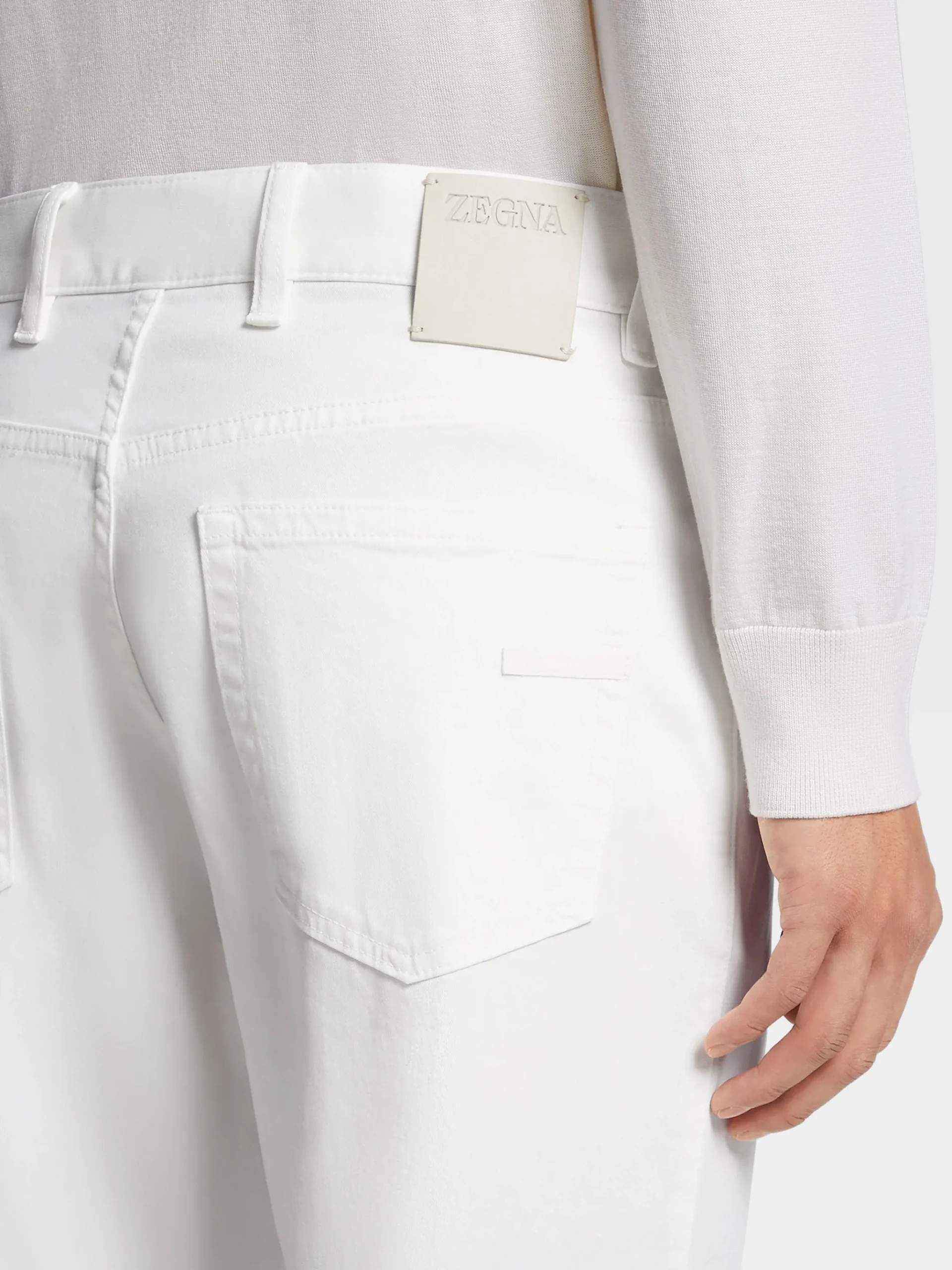 White Stretch Cotton Roccia Jeans