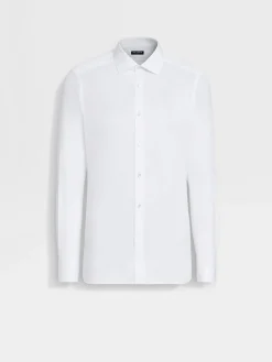 White Structured Micro-striped Trecapi Cotton Shirt