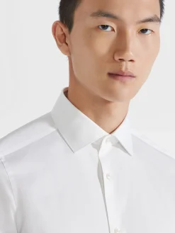 White Structured Micro-striped Trecapi Cotton Shirt