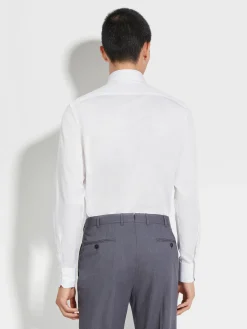 White Structured Micro-striped Trecapi Cotton Shirt