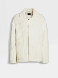 White Wool and Cashmere Chore Jacket