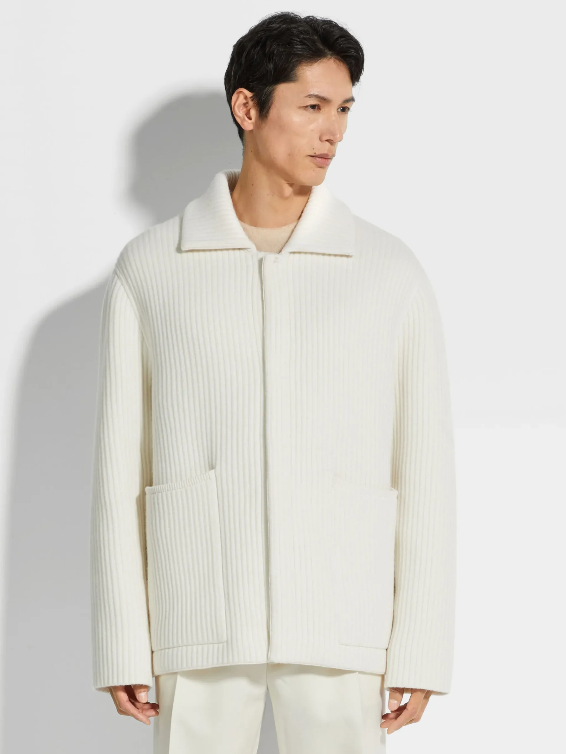 White Wool and Cashmere Chore Jacket