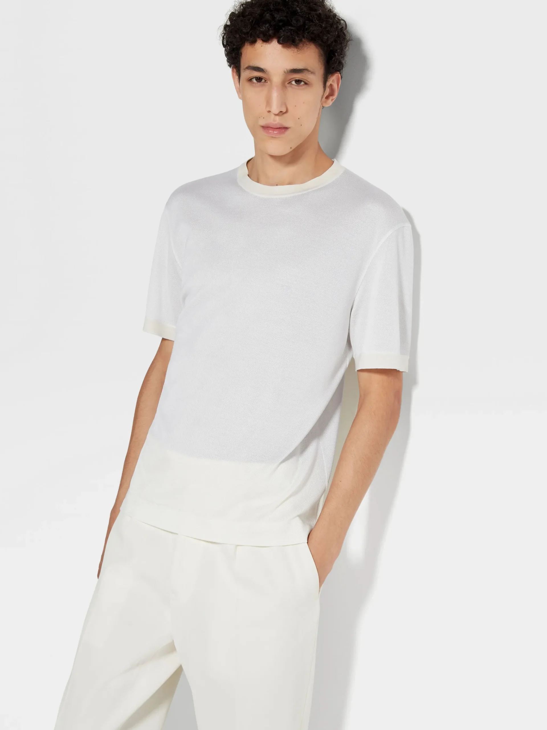 White Zegna Silk T-shirt